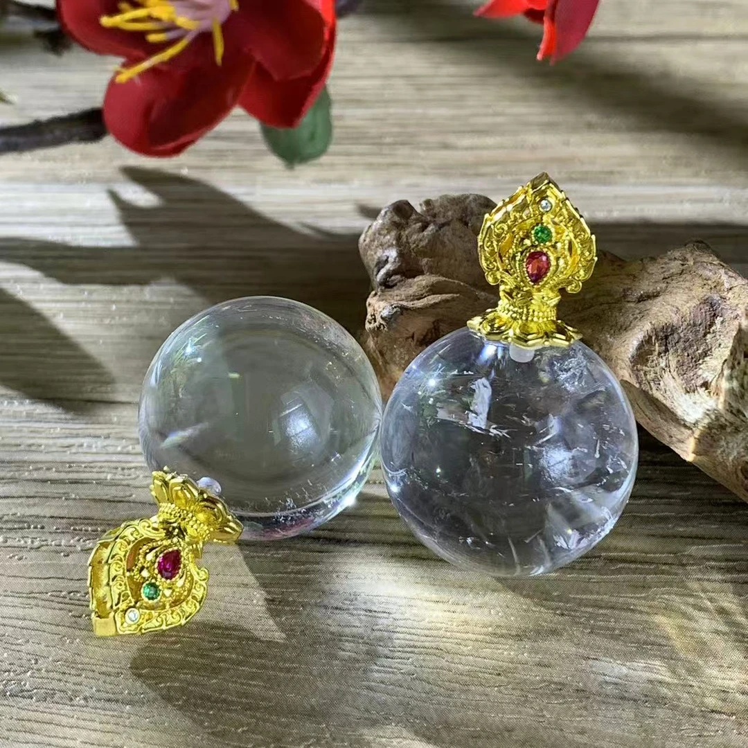 C11158【福嘟嘟】白晶阿赛斯特莱白水晶圆珠吊坠-多样性只发一件