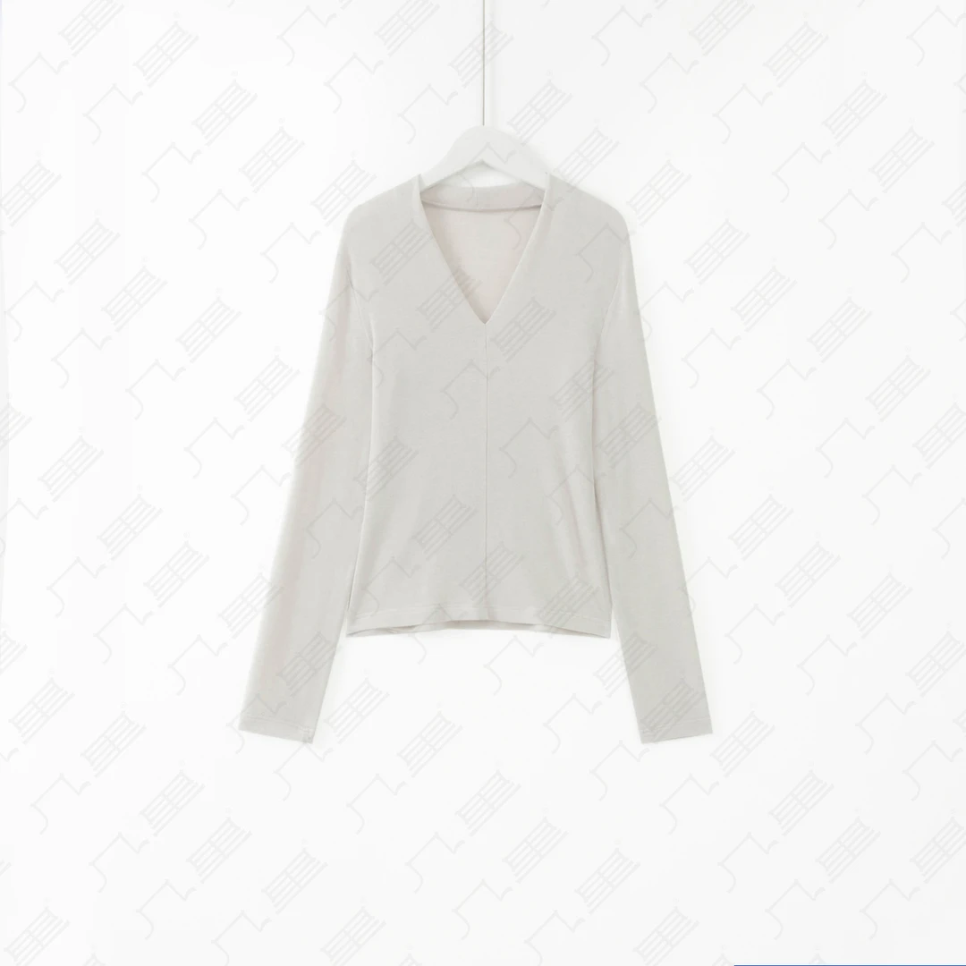 几里与麻 简约百搭V领修身打底衫 衣长51 胸围79 2062356