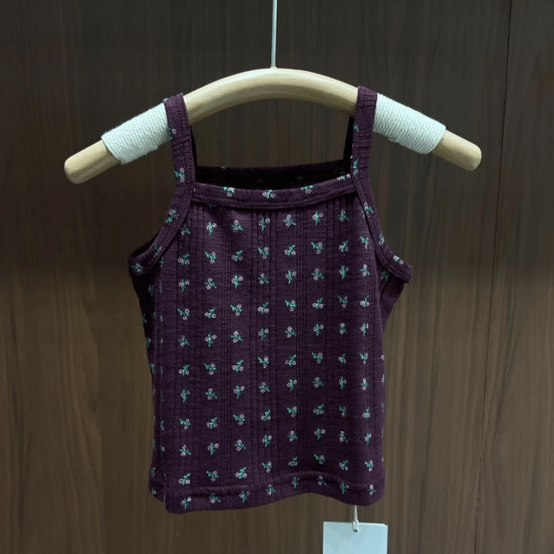 S2-9。25395 夏季新款韩版女童百搭碎花吊带背心洋气