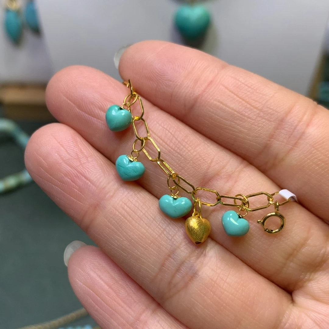 绿松石挂件18K金镶嵌