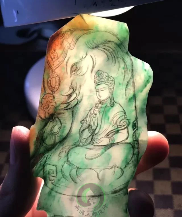 现场选料雕刻 创意设计 直播间视频沟通 天然A货缅甸翡翠私人订制