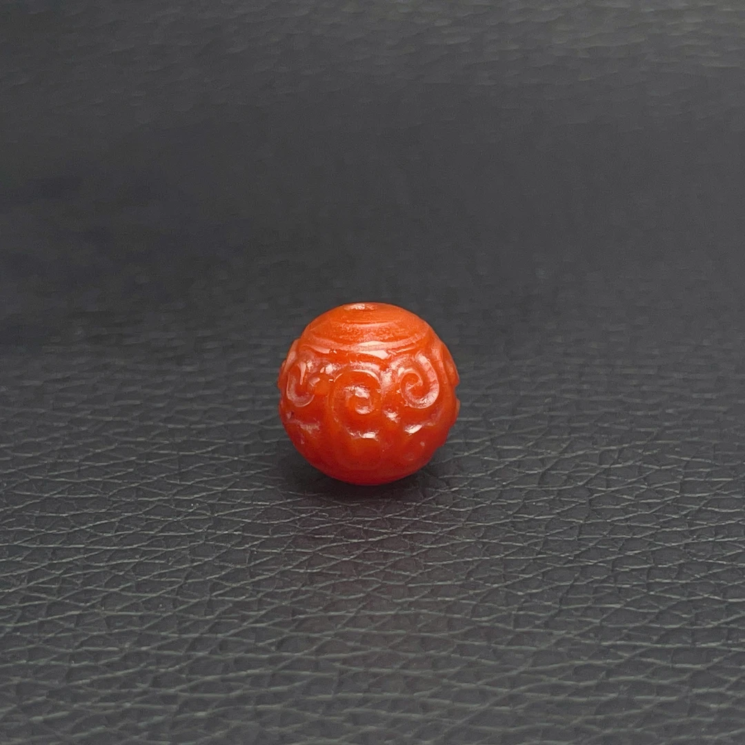 【千业珠宝】Y8911天然柿子红回纹圆珠单珠 约11mm满色满肉（一个装）