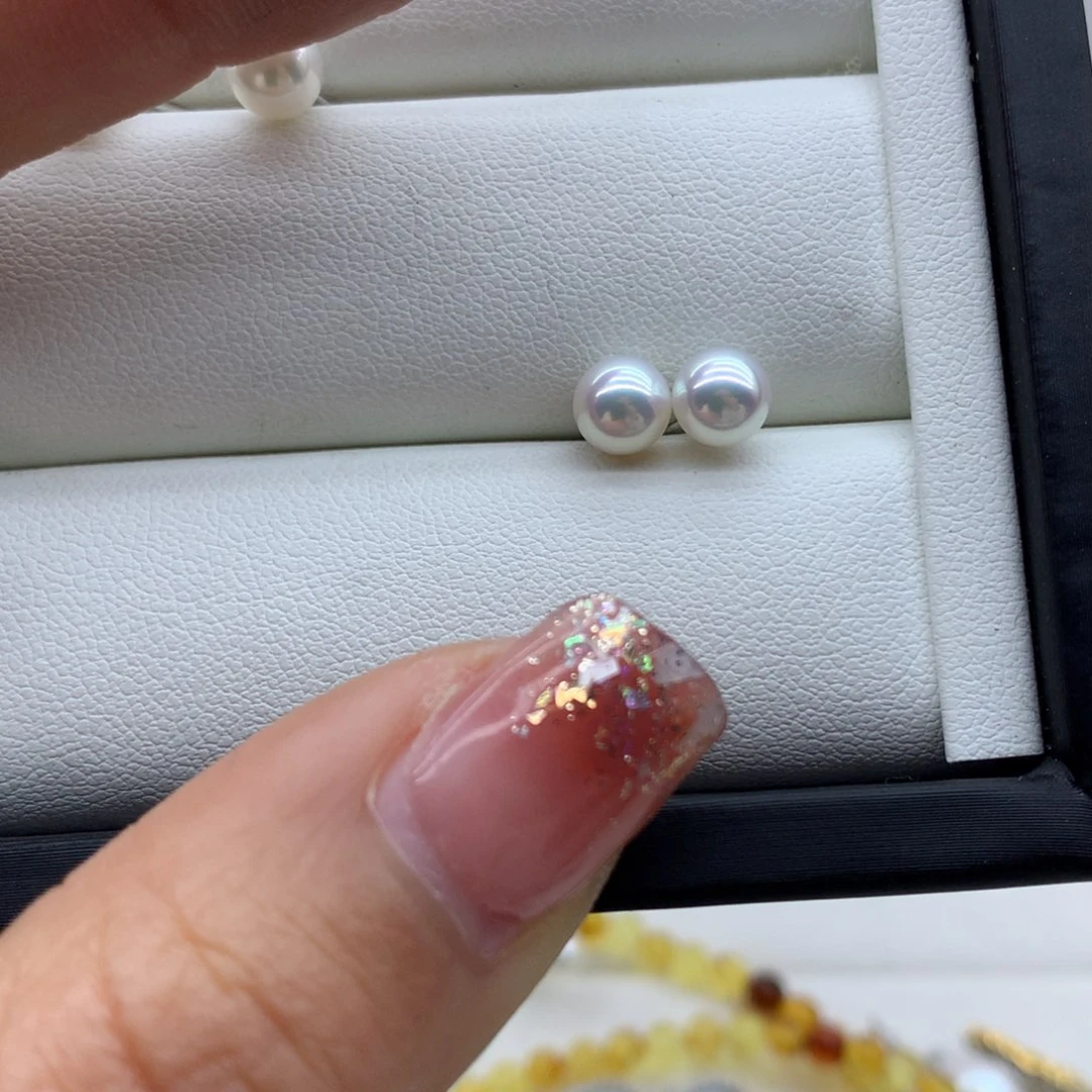 淡水珍珠耳饰银S925镶嵌喵***〗
