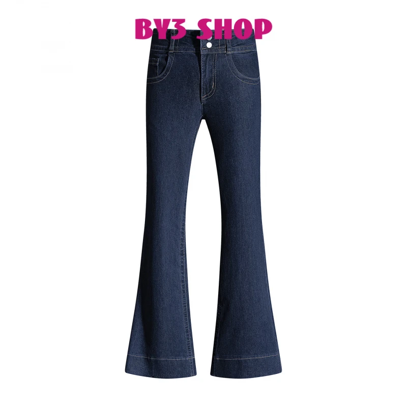 【BY3 SHOP】美式低腰显瘦微弹水洗牛仔蓝微宽松直筒牛仔裤女