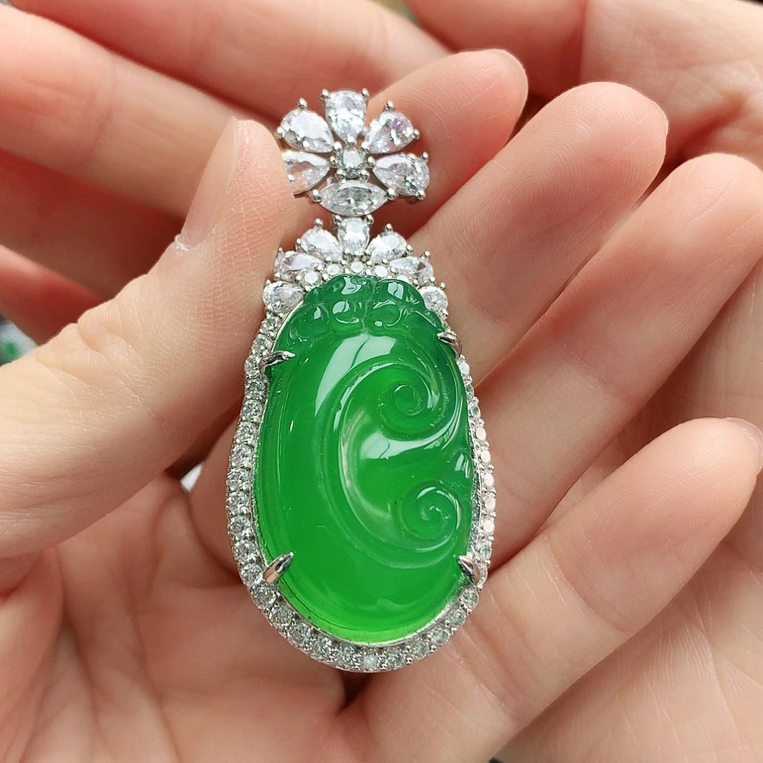 玛瑙/玉髓吊坠银S925镶嵌