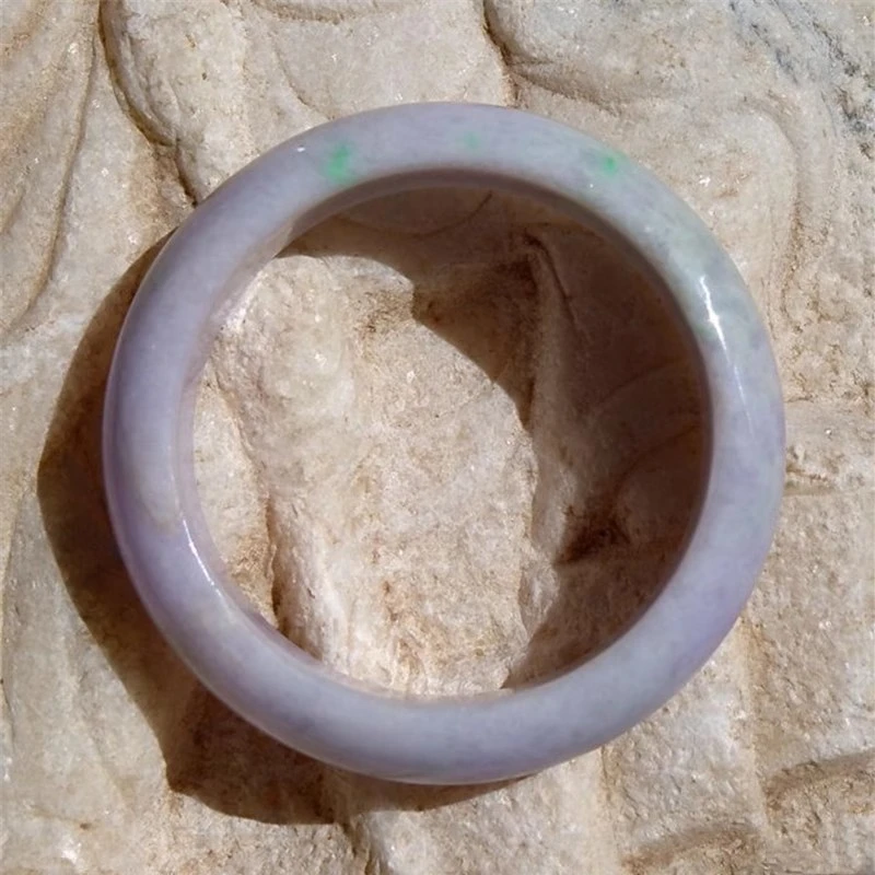 磐一香7147缅甸天然A货老坑紫罗兰春带彩翡翠手镯子厚重带证书62