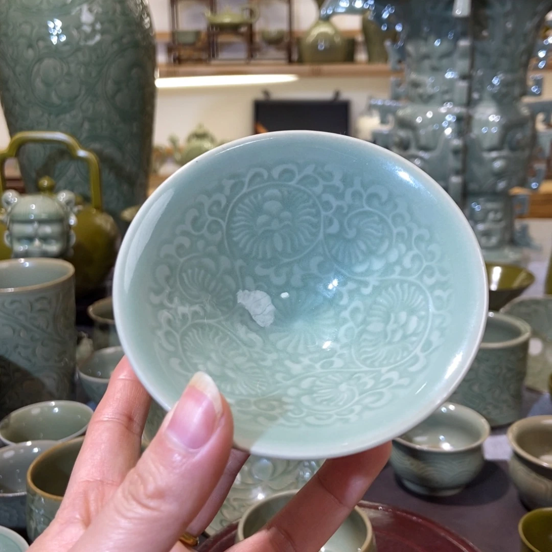 瓷片青瓷小斗笠哈哈哈