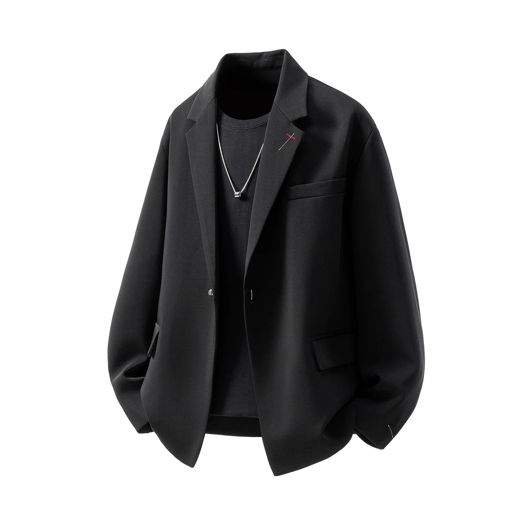 宽松西服上装毛呢秋季男士双排扣西装韩版修身刺绣春秋休闲百搭