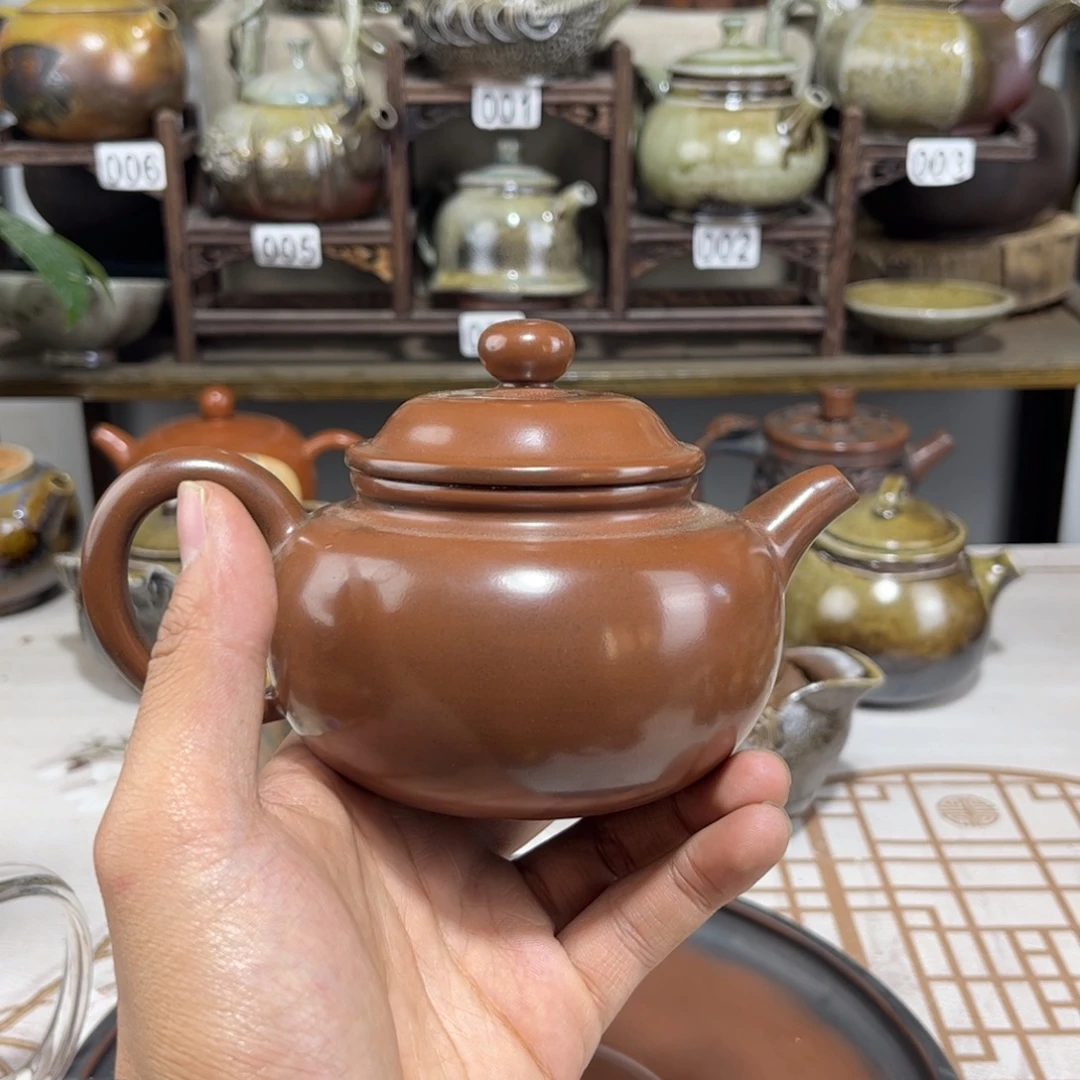 240cc古铜色坊古壶，建水紫陶全手工制作