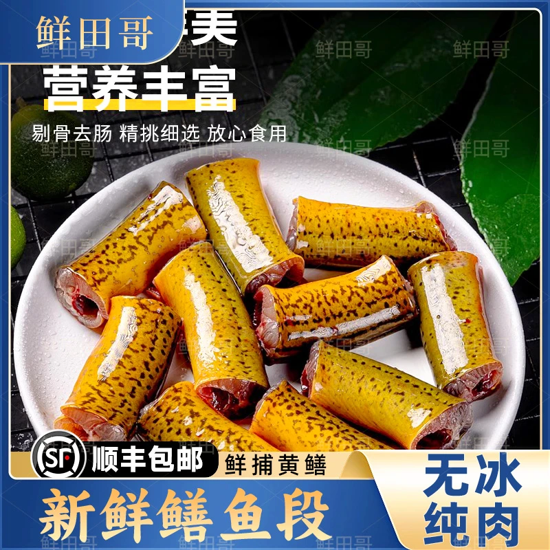 次日达【顺丰冰鲜发货】鳝鱼段无水天然活杀顺丰包邮去头去尾黄鳝免杀冻鲜送货上门