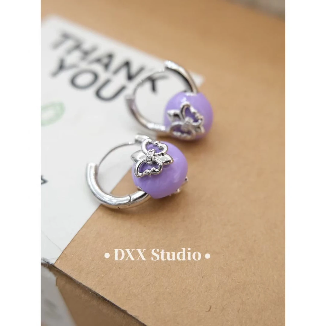 铜合金锆石耳饰 小众设计百搭紫色耳饰46935