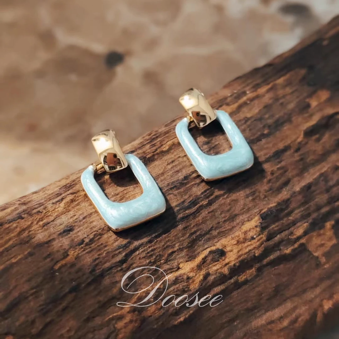 合金珐琅耳饰 小巧玲珑|日韩爆款小巧精致ins耳钉几何珐琅时髦女