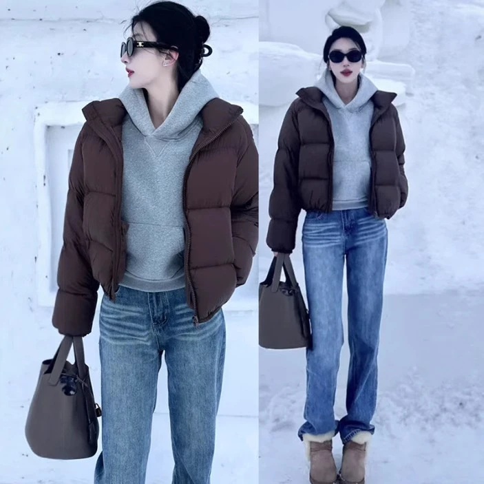 灰色短款秋季显瘦连帽卫衣女秋冬小个子正肩2025新款爆款连帽卫衣