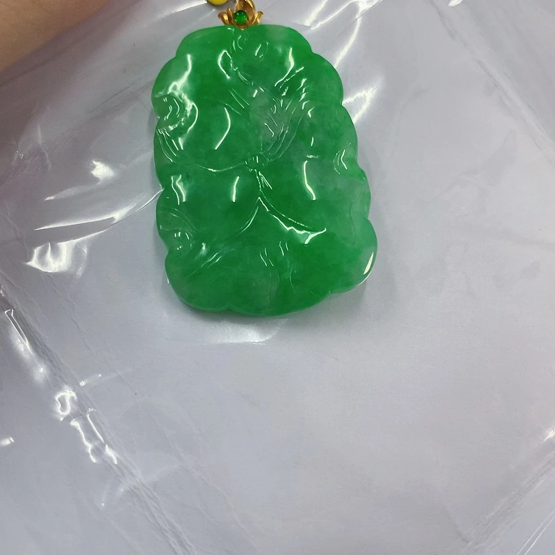 吊坠(不含链)18K金镶嵌翡翠