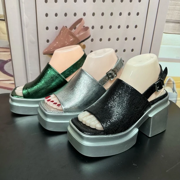 735-1 坡跟高跟拖鞋女夏季厚底法式凉鞋