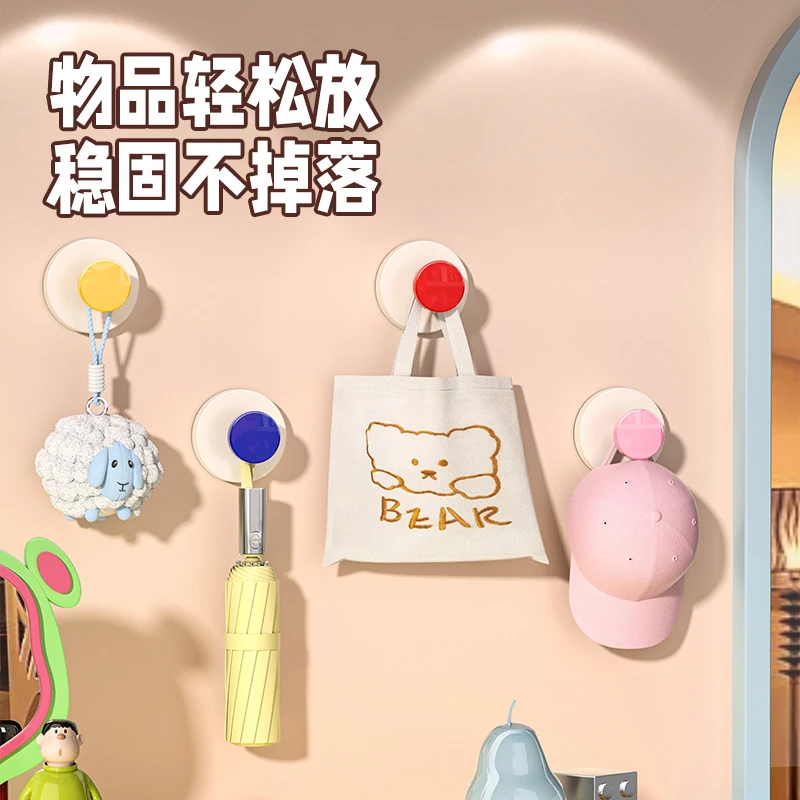 吸盘玄关挂钩强力承重粘胶免打孔入户门口放钥匙神器帽子置物挂钩