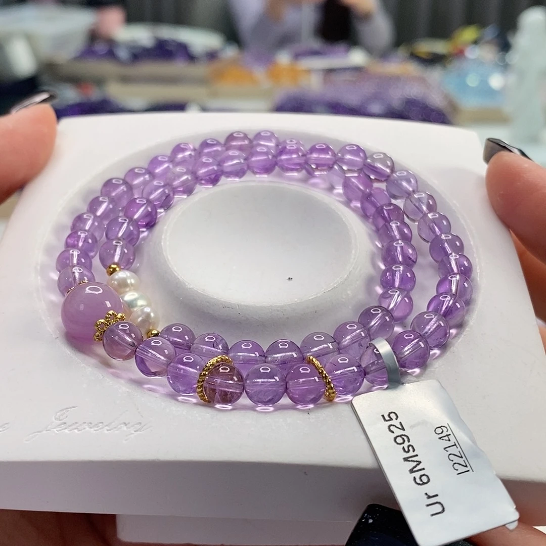 未镶嵌手串紫晶乌拉圭紫水晶6m双圈