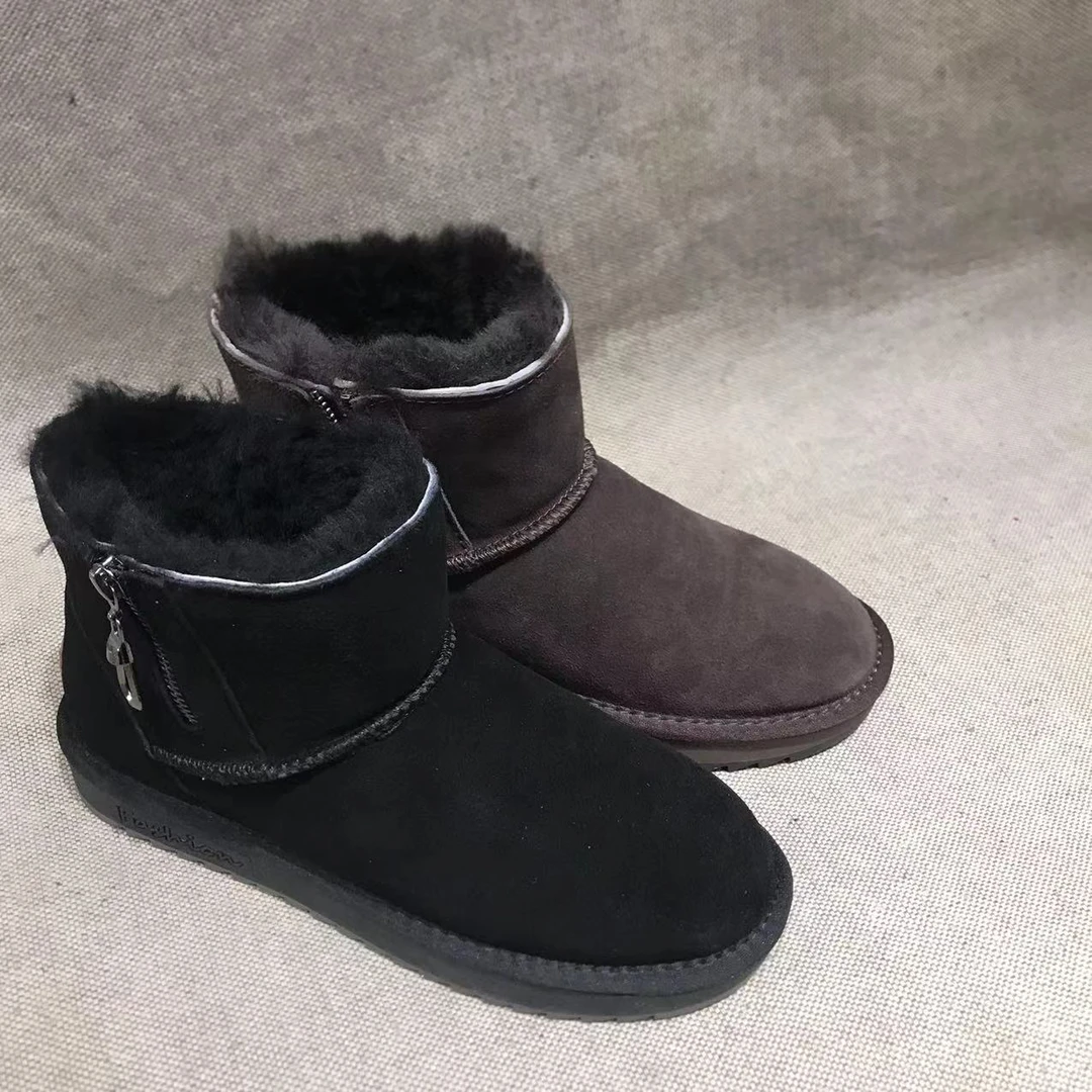 耐磨雪地靴时尚雪地靴男士黑色经典短靴短筒