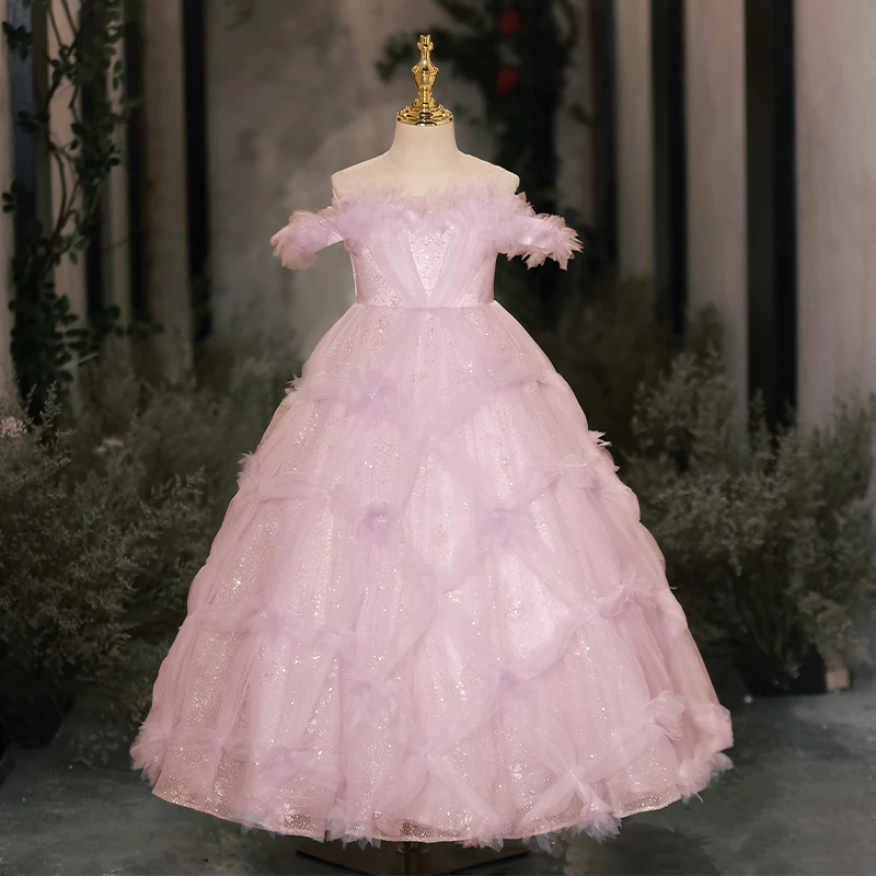 【睡莲岛】女童礼服轻奢高端洋气儿童小主持人钢琴演奏演出服生日