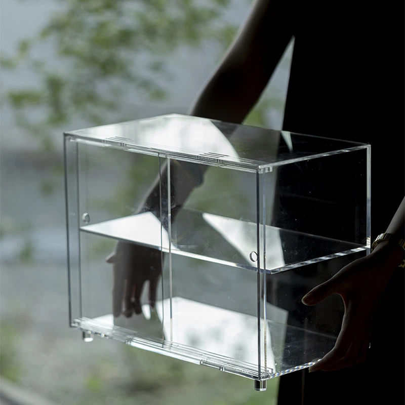 推拉门亚克力茶棚茶具收纳展示博古架室内家居置物架防尘