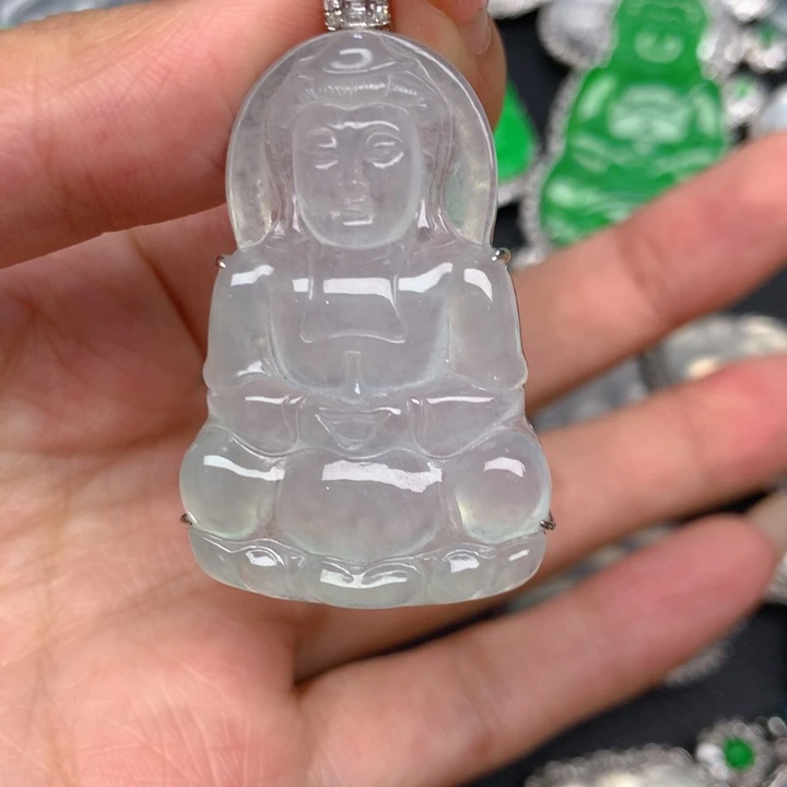 吊坠(不含链)18K金镶嵌翡翠