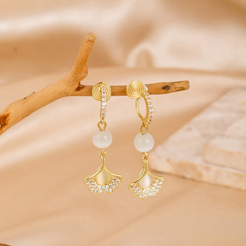 合金耳饰 【无耳洞耳夹】无耳洞耳夹蚊香盘新耳环女时尚气质银杏