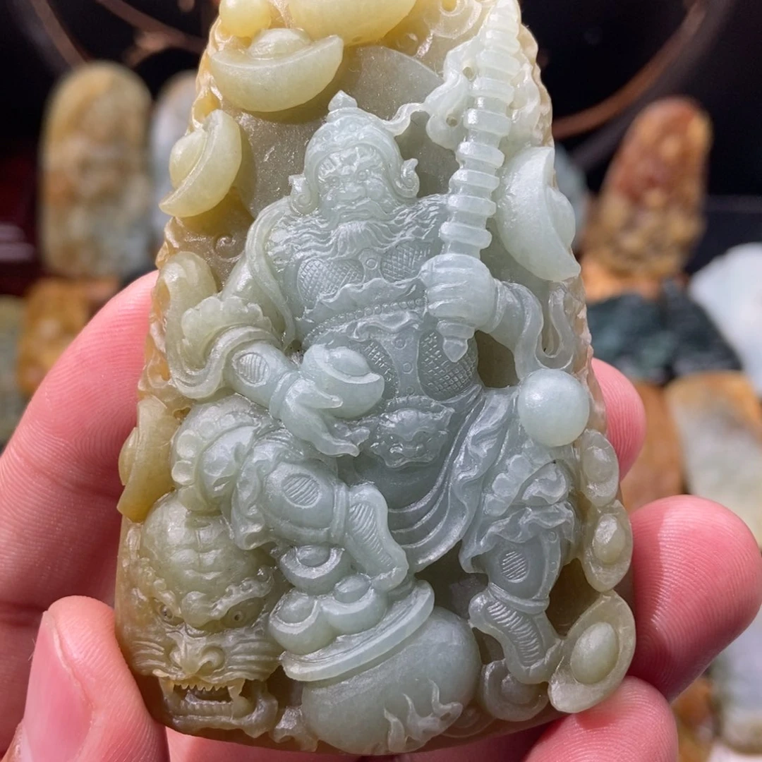 定制翡翠未镶嵌立*仞缅甸翡翠A货，神财赵公明