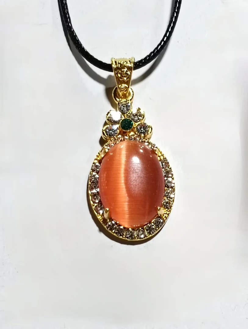 橘红色猫眼项链吊坠J273