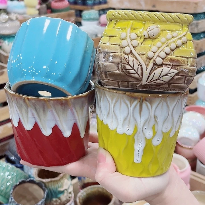 有孔.凑单10元陶瓷花盆发货！