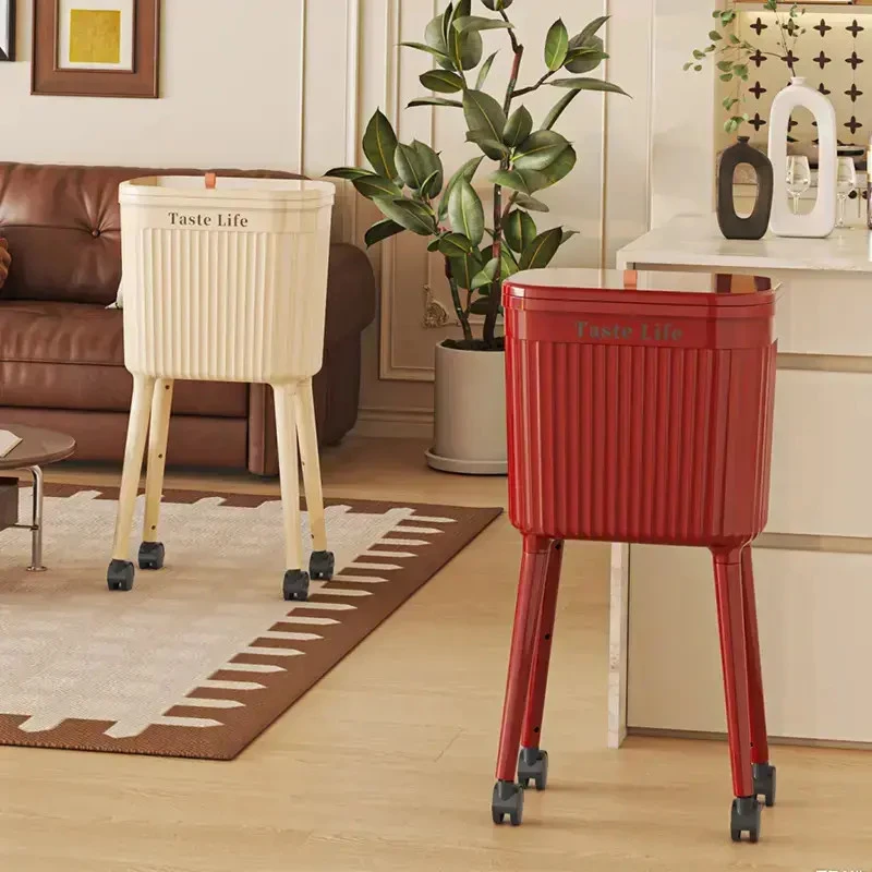 【创意设计】免弯腰高颜值高脚厨房垃圾桶按压式家用大容量可移动