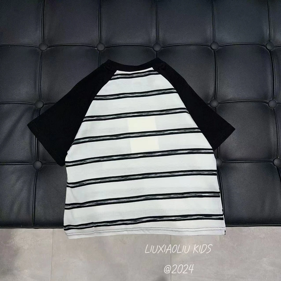 BY LIUXIAOLIU【香草可可】韩版夏季时尚儿童条纹短袖429