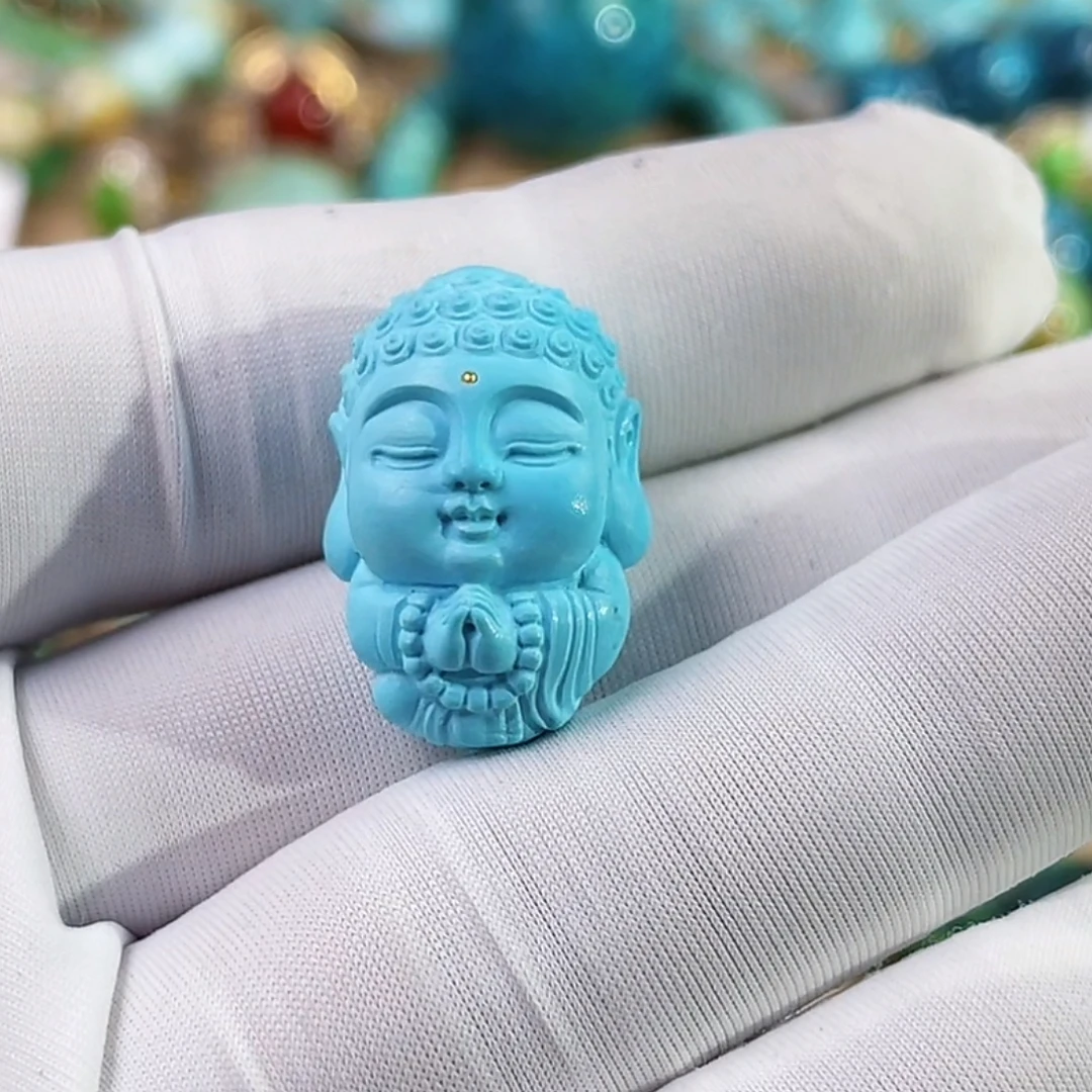 （分开付定金）原矿绿松石精品高瓷蓝宝宝佛