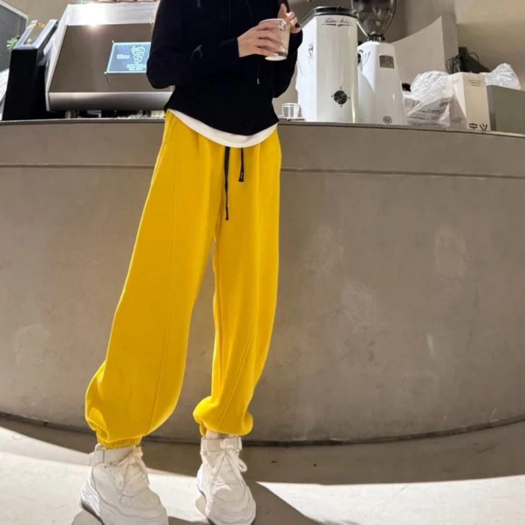 加绒加厚弯刀束脚裤2025秋冬新款显瘦百搭休闲裤