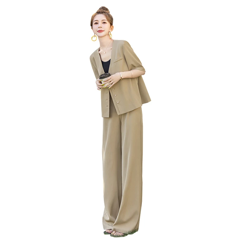 丝柏舍2025夏季新款女宽松外套搭休闲裤两件套时尚套装S51B0997N