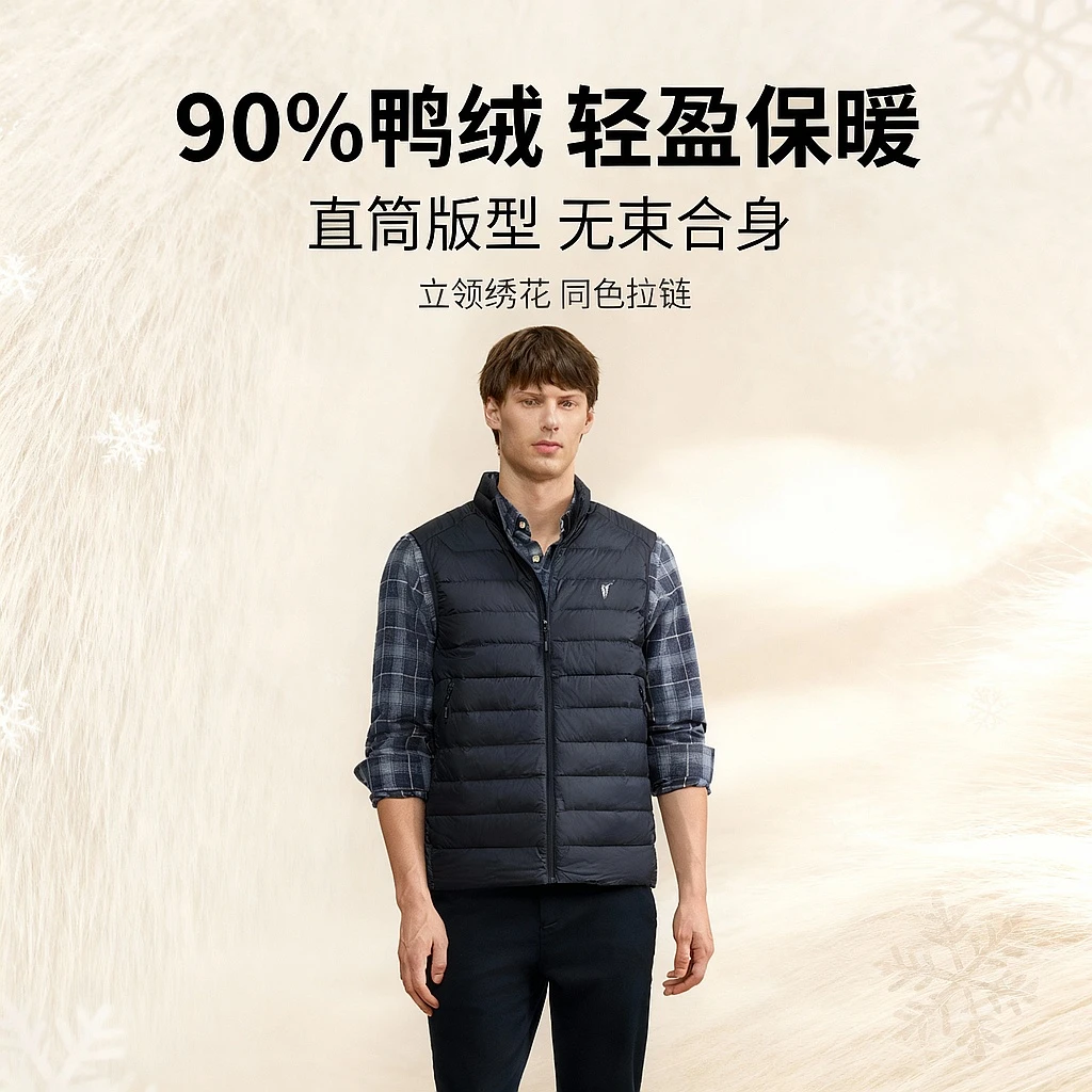 【可收纳设计】POLOWALK25新款男时尚休闲便携保暖排骨羽绒马甲