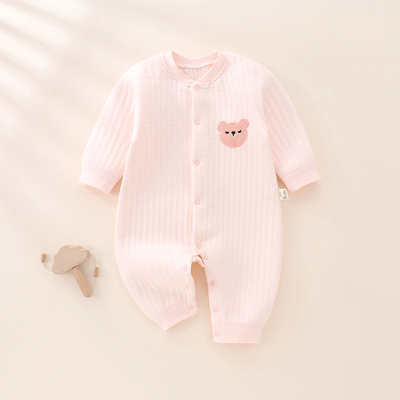 婴儿连体衣秋冬季男女宝宝保暖衣服哈衣爬服薄棉