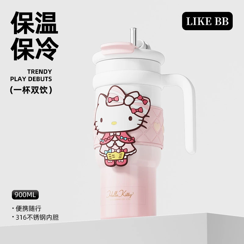 LikeBBhellokitty冰霸杯保温杯大容量水杯女生带吸管保冷杯子礼物