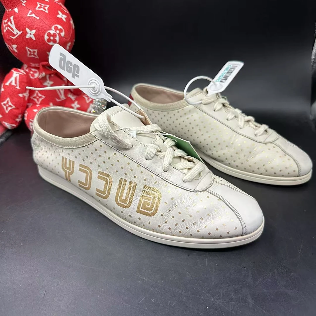 95新 GUCCI/古驰 【AO福利】41欧码 男士五角星满印阿甘鞋gl135