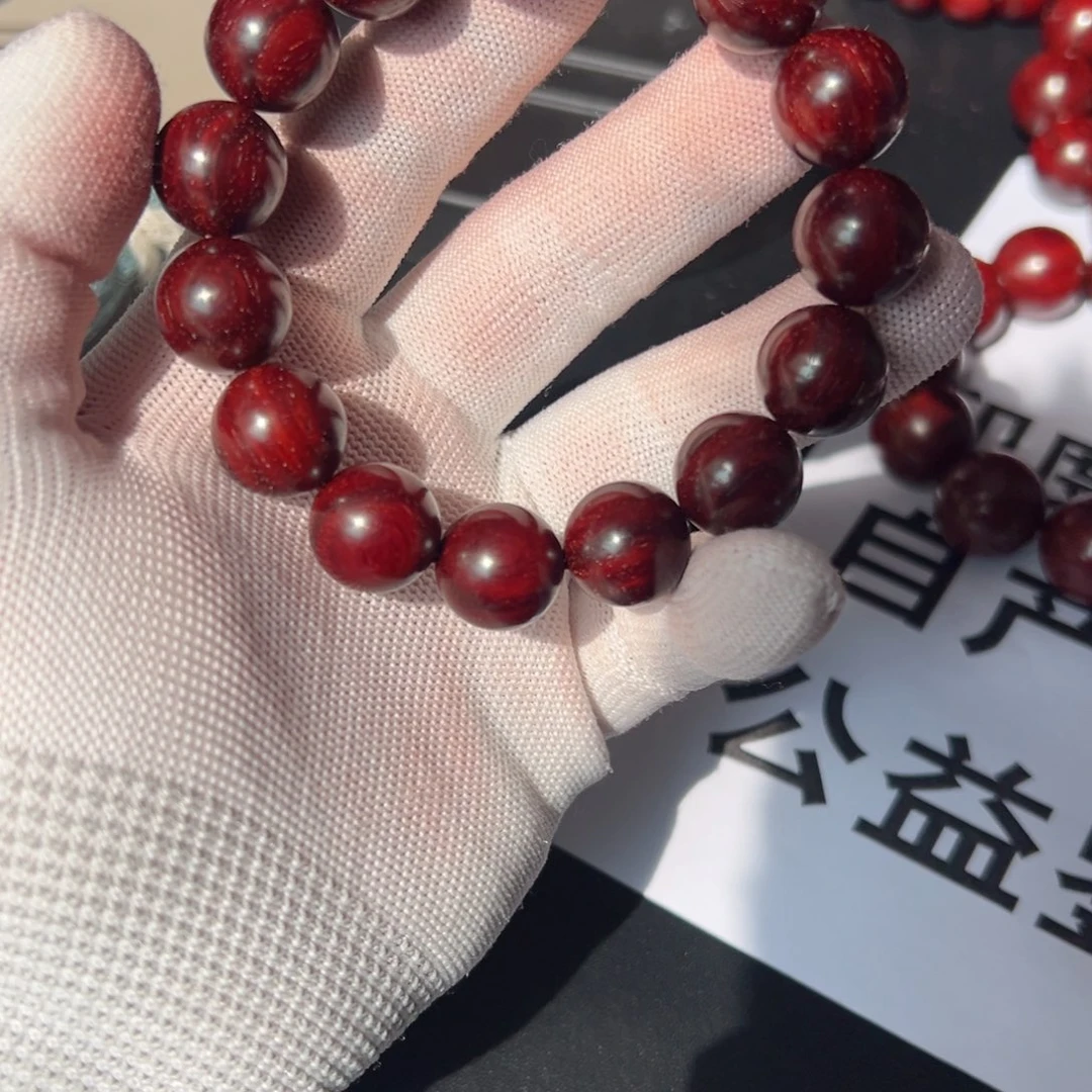小叶紫檀手串/手链原生态黑皮钢印15顶泥