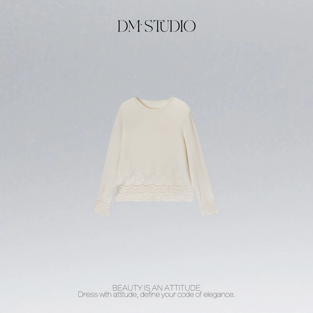 DEDM•STUDIO/100%羊毛精致感镂空蕾丝显瘦针织衫上衣2510ZZS/8053