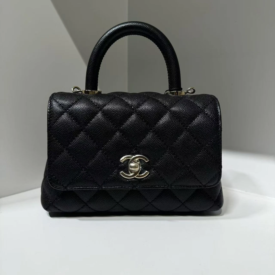 99新 Chanel/香奈儿 HIHI /coco handle黑金mini斜挎包/11978417