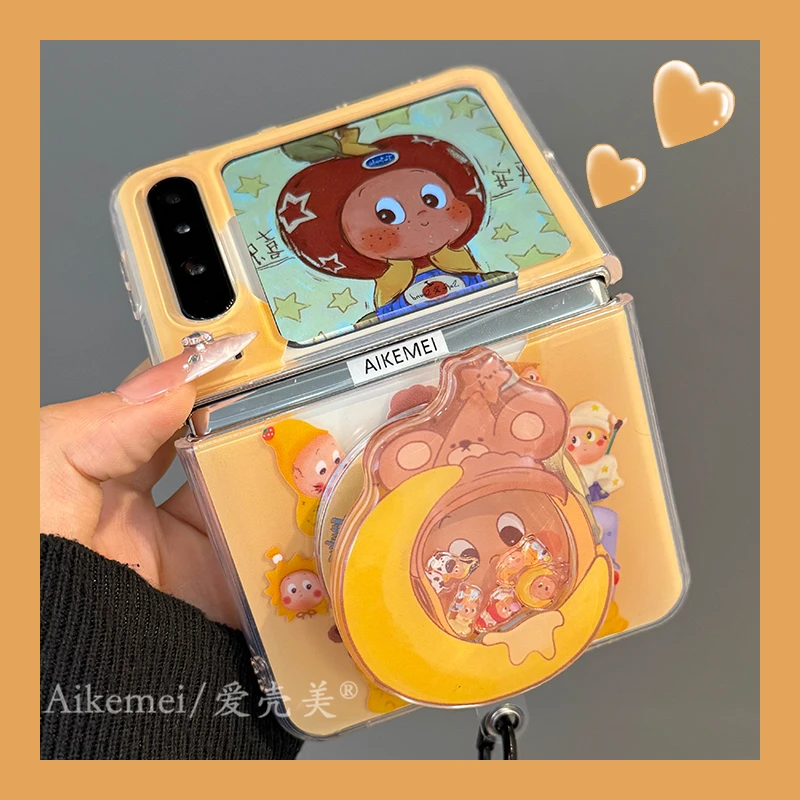 适用华为purax折叠屏手机壳卡通可爱pocket2星星小人磁吸支架链条