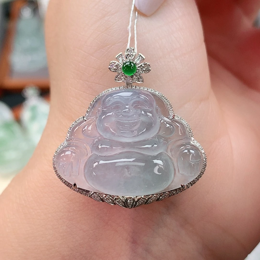 颈饰18K金镶嵌翡翠佛公