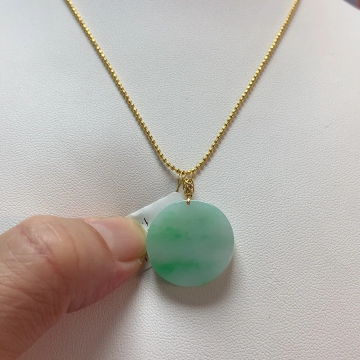 翡翠吊坠(不含链)18K金镶嵌