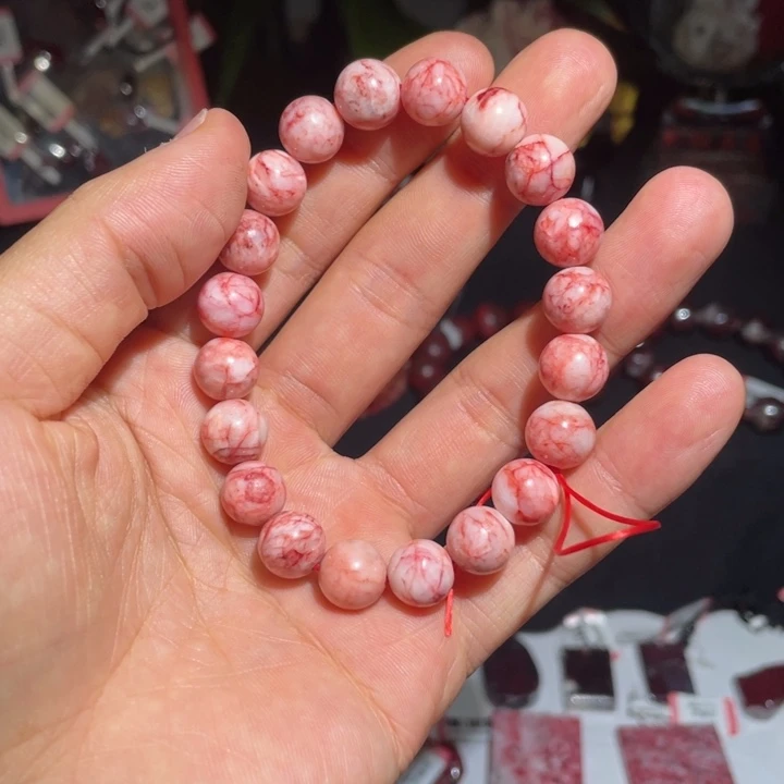 天然辰砂原石玉化料手串