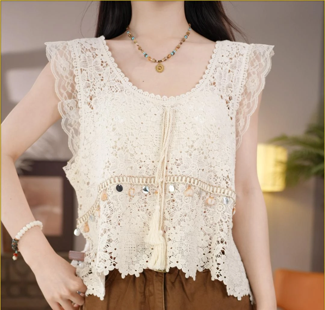 唐乐乐｜25new夏季新款法式镂空时尚宽松防晒薄款上衣 BF1138