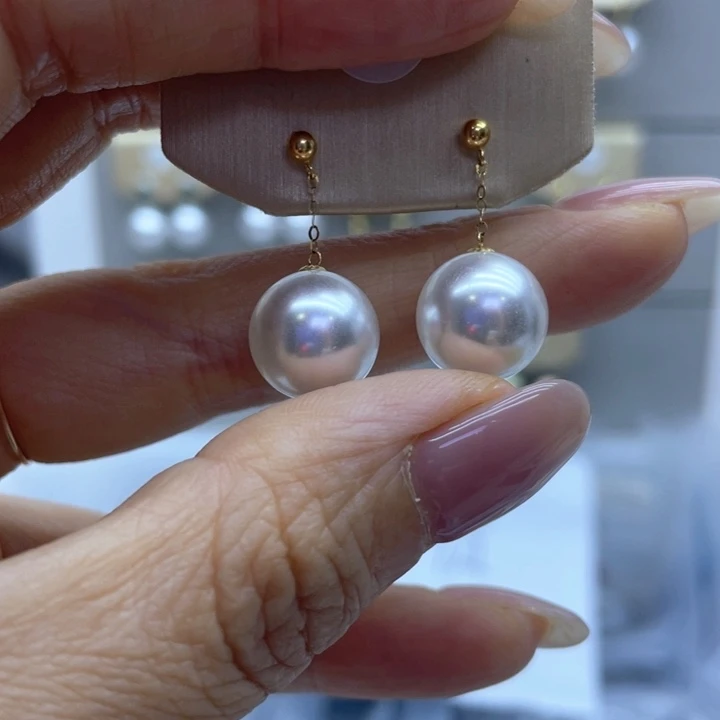 淡水珍珠耳饰18K金镶嵌