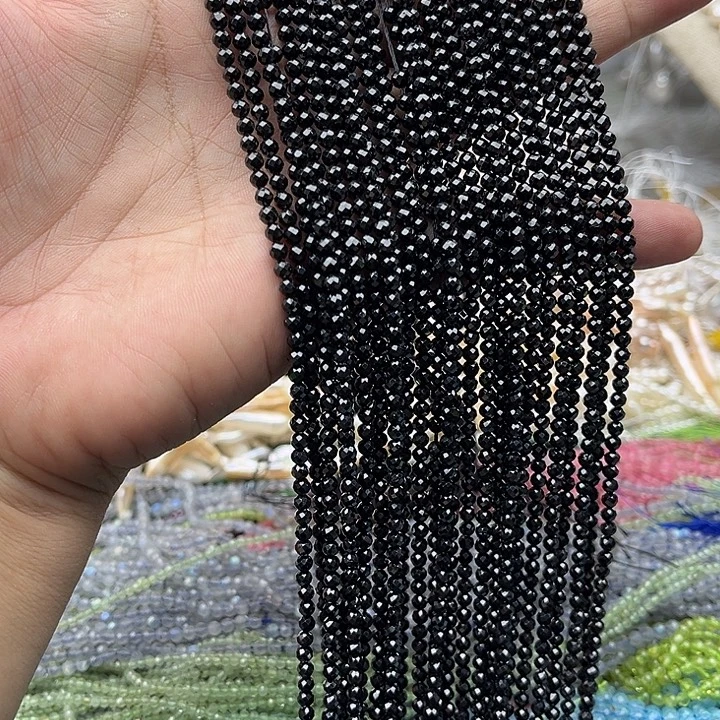 未镶嵌玛瑙/玉髓珠宝半成品一条3mm黑尖晶