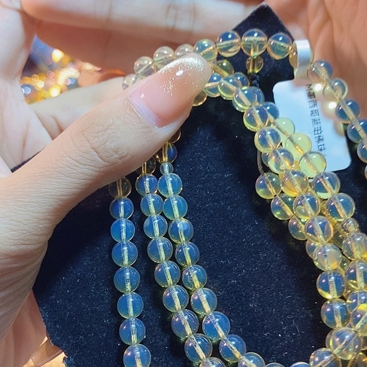 蓝珀未镶嵌珠宝奇石墨西哥蓝珀佛珠6