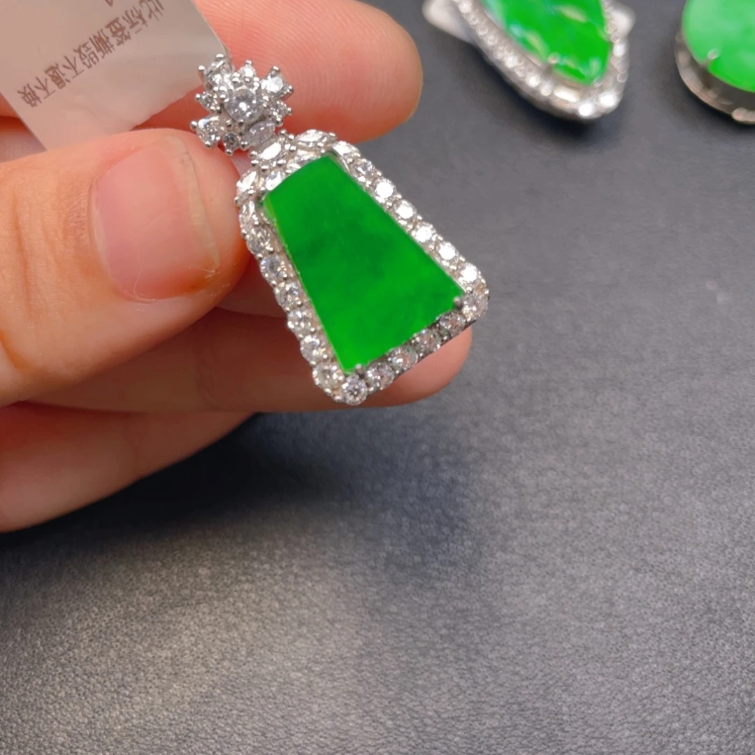 翡翠银S925镶嵌吊坠(不含链)